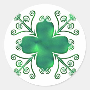 Green Glass Like Scrolled Design Stickers