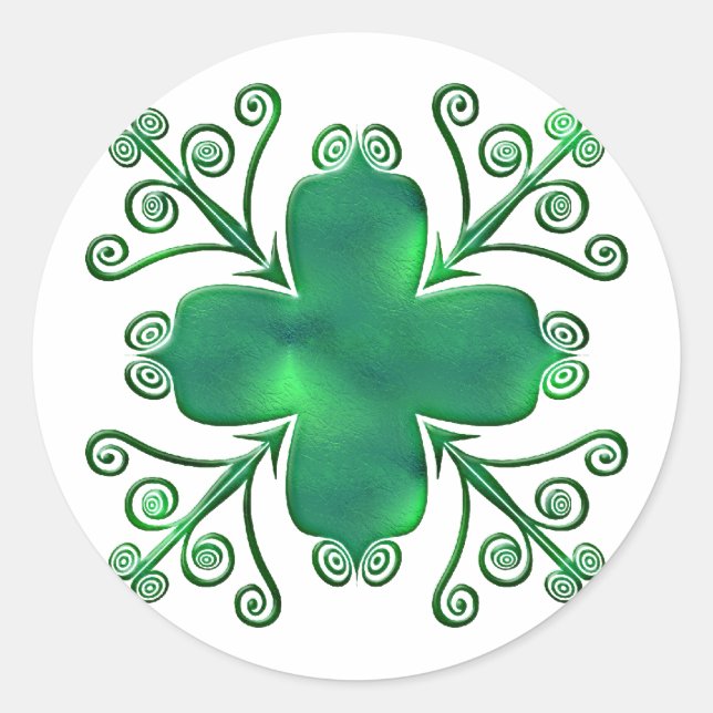 Green Glass Like Scrolled Design Stickers (Front)