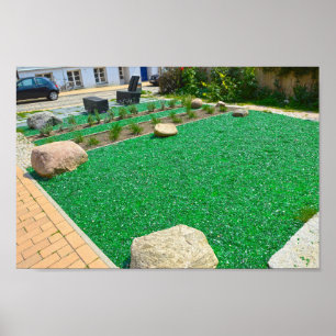 Green Glass Mulch in Garden in Schwerin, Germany Poster