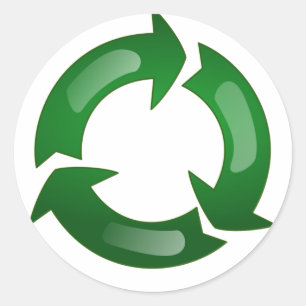 Green Glassy Recycle Symbol Classic Round Sticker