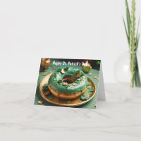 Green glazed doughnut decorated with 4 leaf clover