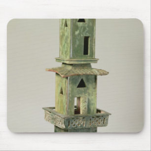 Green glazed model of a tower mouse pad