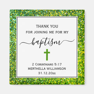 Green Glitter ADULT BAPTISM Thank You Magnet