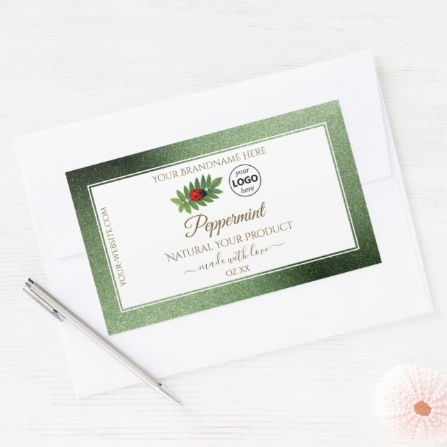 Green Glitter and White Product Label Ladybug Logo (Envelope)