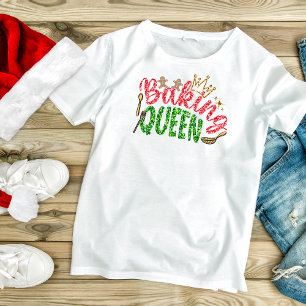 Green Glitter Baking Queen Personalised Bling T-Shirt