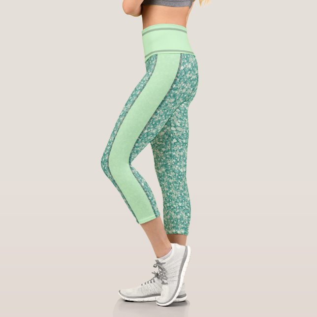 Green Glitter Capri Leggings (Left)