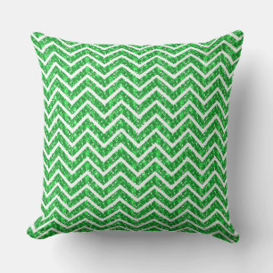Green Glitter Chevron Outdoor Cushion