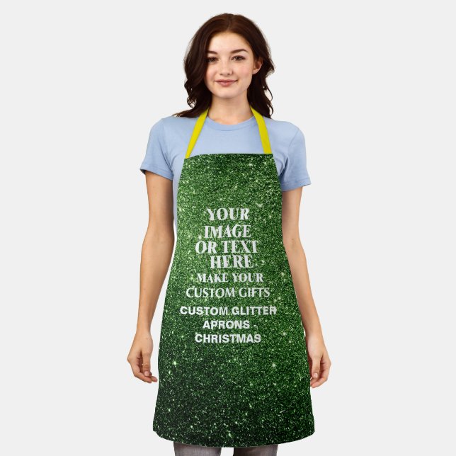 Green Glitter Christmas Apron - Custom Holiday Gif (Worn)