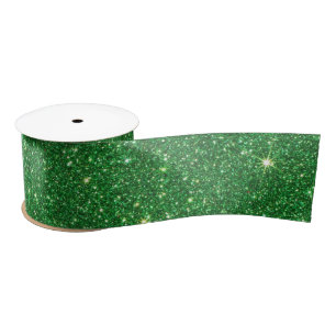 Green Glitter Christmas Satin Ribbon