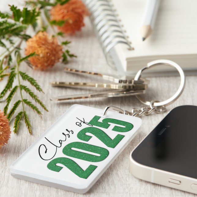 Green Glitter Class of 2025 Key Ring (Front Right)
