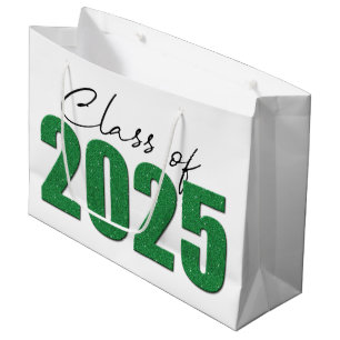 Green Glitter Class of 2025 Large Gift Bag