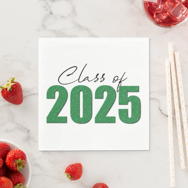 Green Glitter Class of 2025 Napkin (Insitu)