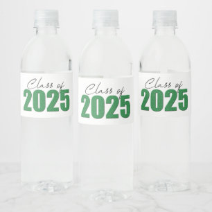 Green Glitter Class of 2025 Water Bottle Label