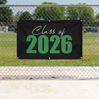 Green Glitter Class of 2026 Banner
