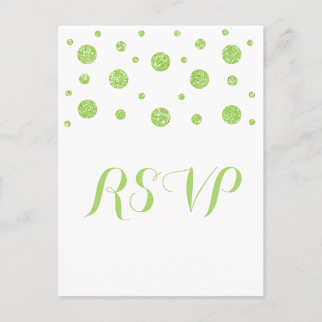 Green Glitter Confetti Response Postcard (Front)