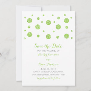 Green Glitter Confetti Save the Date Invite