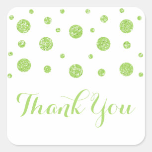 Green Glitter Confetti Wedding Thank You Stickers