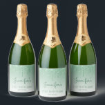 Green Glitter Drip 21st Birthday Party Sparkling Wine Label<br><div class="desc">These chic 21st birthday sparkling wine bottle labels feature a sparkly green faux glitter drip border and green ombre background. Personalise them with her name in green handwriting script,  with her birthday and date below in sans serif font.</div>