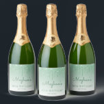 Green Glitter Drip 30th Birthday Party Sparkling Wine Label<br><div class="desc">These chic 30th birthday sparkling wine bottle labels feature a sparkly green faux glitter drip border and green ombre background. Personalise them with her name in green handwriting script,  with her birthday and date below in sans serif font.</div>