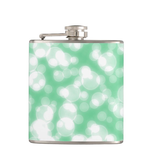 Green Glitter Faux foil Confetti Hip Flask (Front)