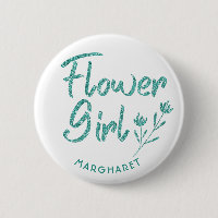 Green Glitter Flower Girl Bridal Shower pin