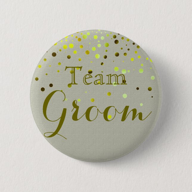 Green Glitter Foil Confetti Wedding Team Groom 6 Cm Round Badge (Front)
