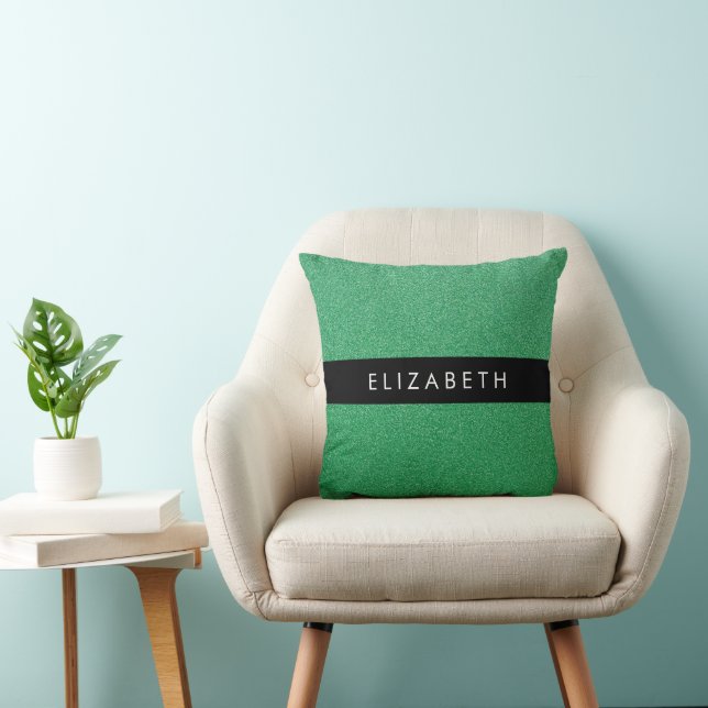 Green Glitter, Glitter Background, Your Name Cushion (Chair)