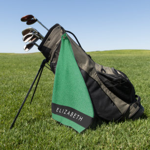 Green Glitter, Glitter Background, Your Name Golf Towel