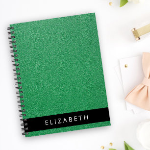 Green Glitter, Glitter Background, Your Name Notebook