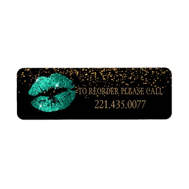 Green Glitter Lips - Reorder Return Address Label (Front)