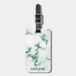 Green Glitter Marble Personalised Luggage Tag