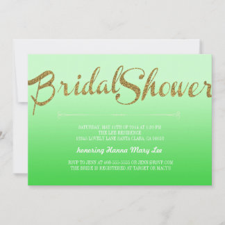 Green Glitter Ombre Bridal Shower Invitation