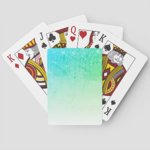 Green Glitter Ombré Glam Sparkle Playing Cards