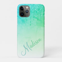 Green Glitter Ombré Glam Sparkles Name