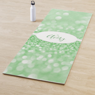 Green Glitter Personalise Yoga Mat