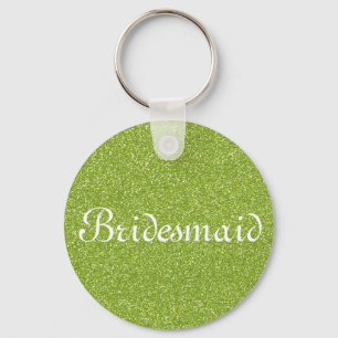 Green Glitter Personalised Bridesmaid Key Ring