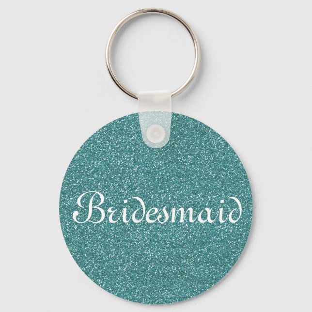 Green Glitter Personalised Bridesmaid Key Ring (Front)
