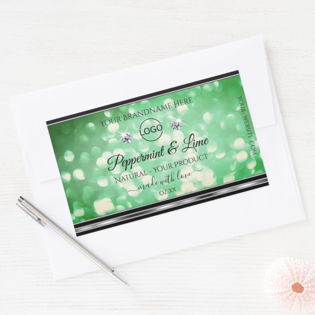 Green Glitter Product Labels Sparkle Diamonds Logo (Envelope)