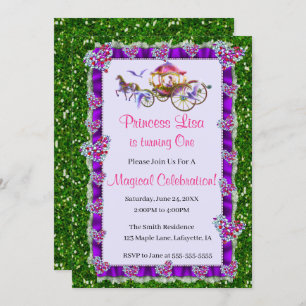 Green Glitter Royal Princess Birthday Invitation