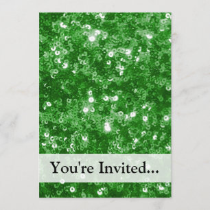 Green Glitter Sequins-Look Invitation