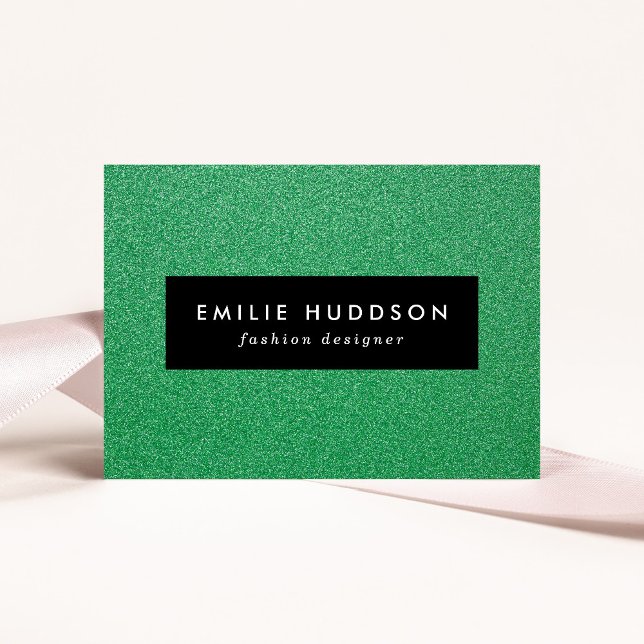 Green Glitter, Sparkle, Glitter Background Business Card (Creator Uploaded)