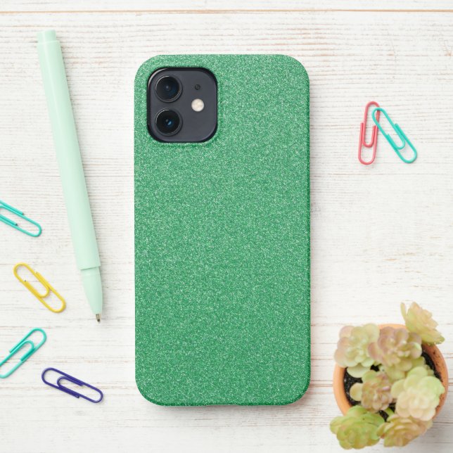 Green Glitter, Sparkle, Glitter Background iPhone Case (On Desk)