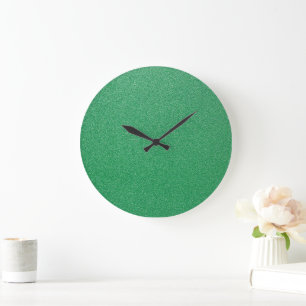 Green Glitter, Sparkle, Glitter Background Large Clock