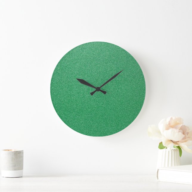 Green Glitter, Sparkle, Glitter Background Large Clock (Home)