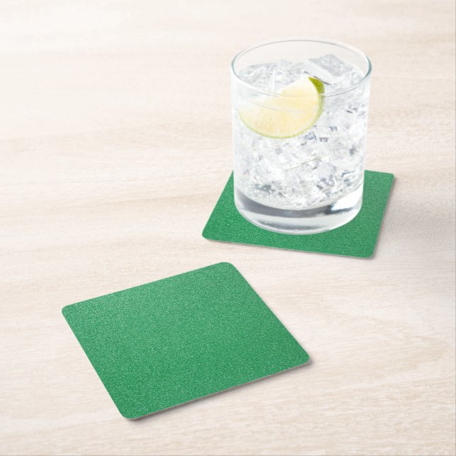 Green Glitter, Sparkle, Glitter Background Square Paper Coaster (Insitu)