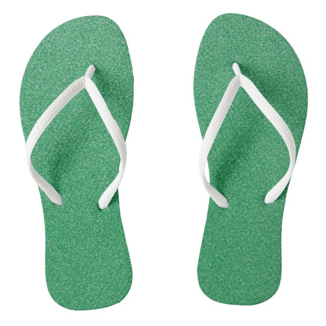 Green Glitter, Sparkle, Glitter Background Thongs (Footbed)