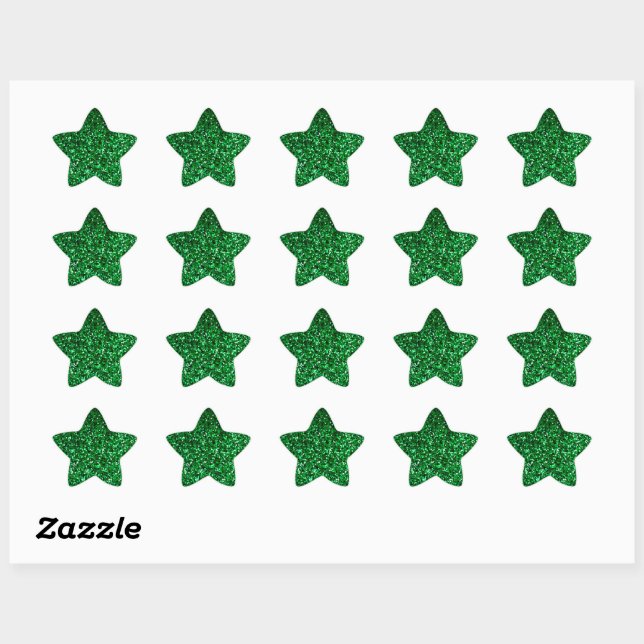 Green Glitter Sparkle Sparkly Pattern Celebrations Star Sticker (Sheet)