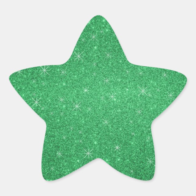 Green glitter stars star sticker (Front)