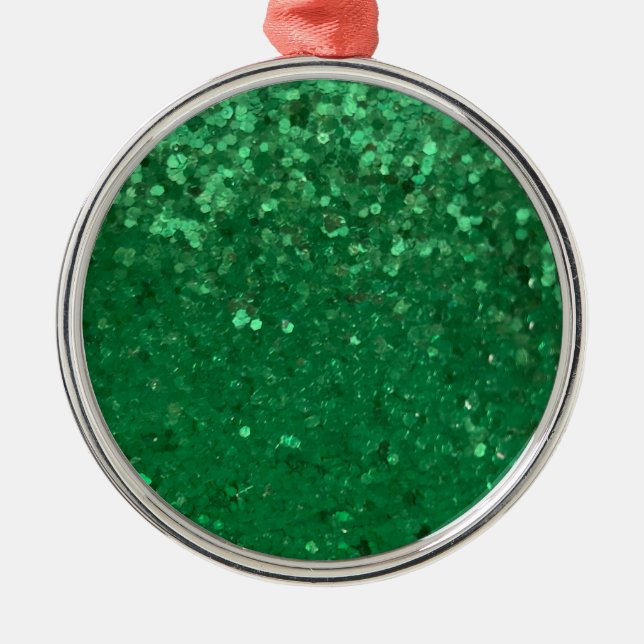 Green Glitter to Customize Metal Ornament (Front)