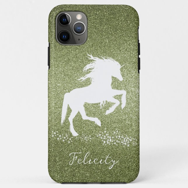Green Glitter Unicorn Case-Mate iPhone Case (Back)